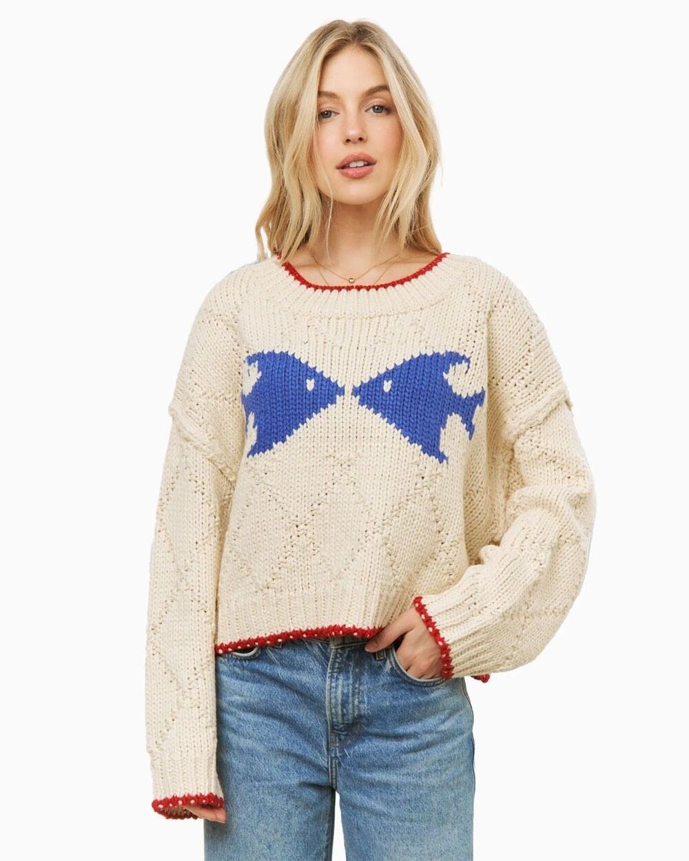 Miracle XS/S Fish Pullover Cableknit Beachy Cream Lightweight Sweater